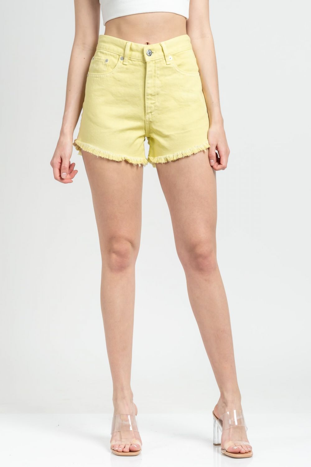 Cher 04 studs yellow jean shorts