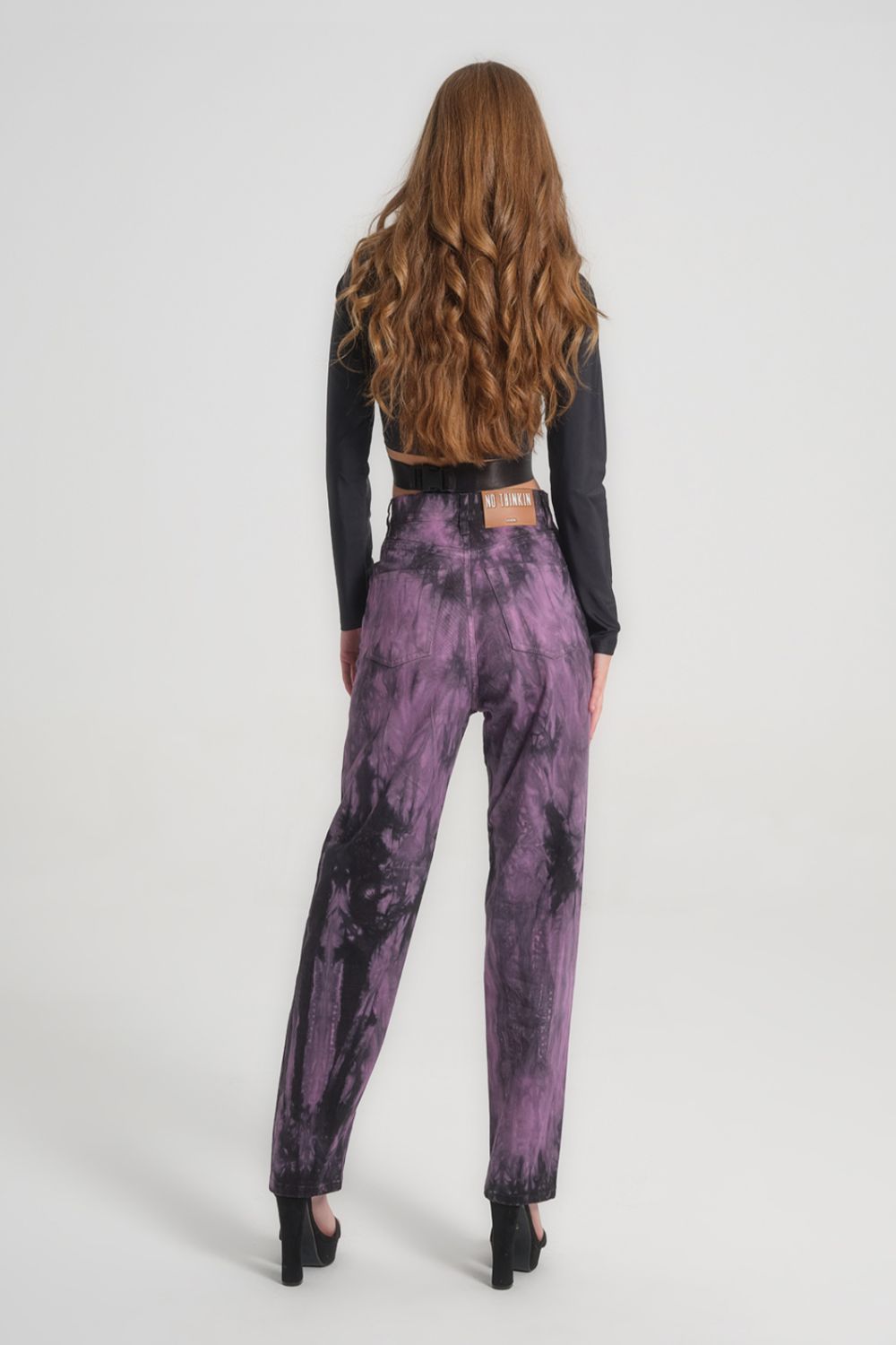 Mom Fit Jeans Diana Super High Rise Tie Dye Black Purple 