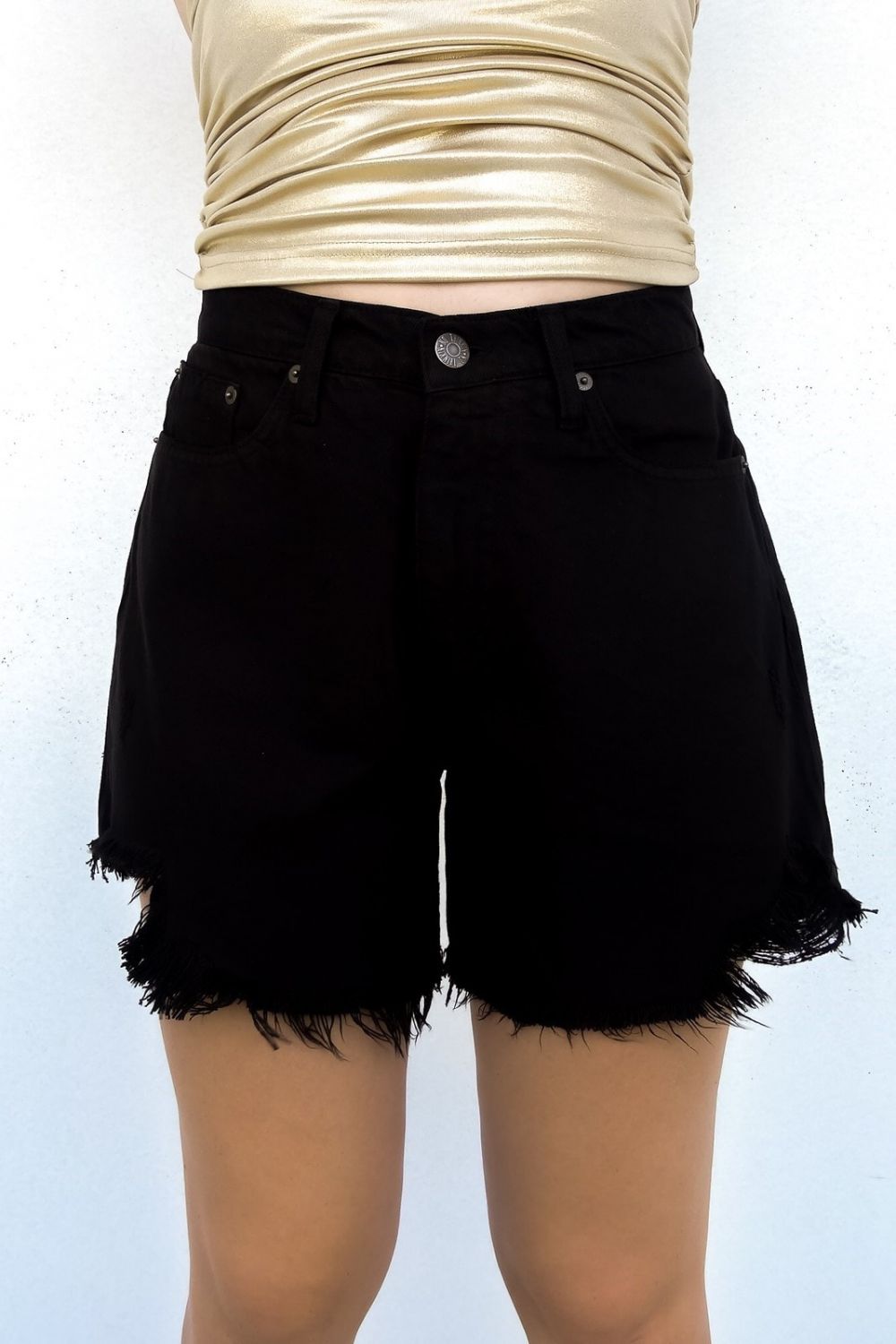 Fran black jean shorts