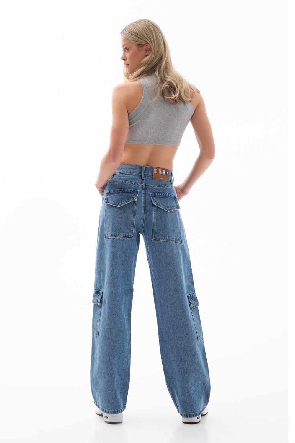 Straight Fit Cargo Jeans Aaliyah Low Rise Light Blue 